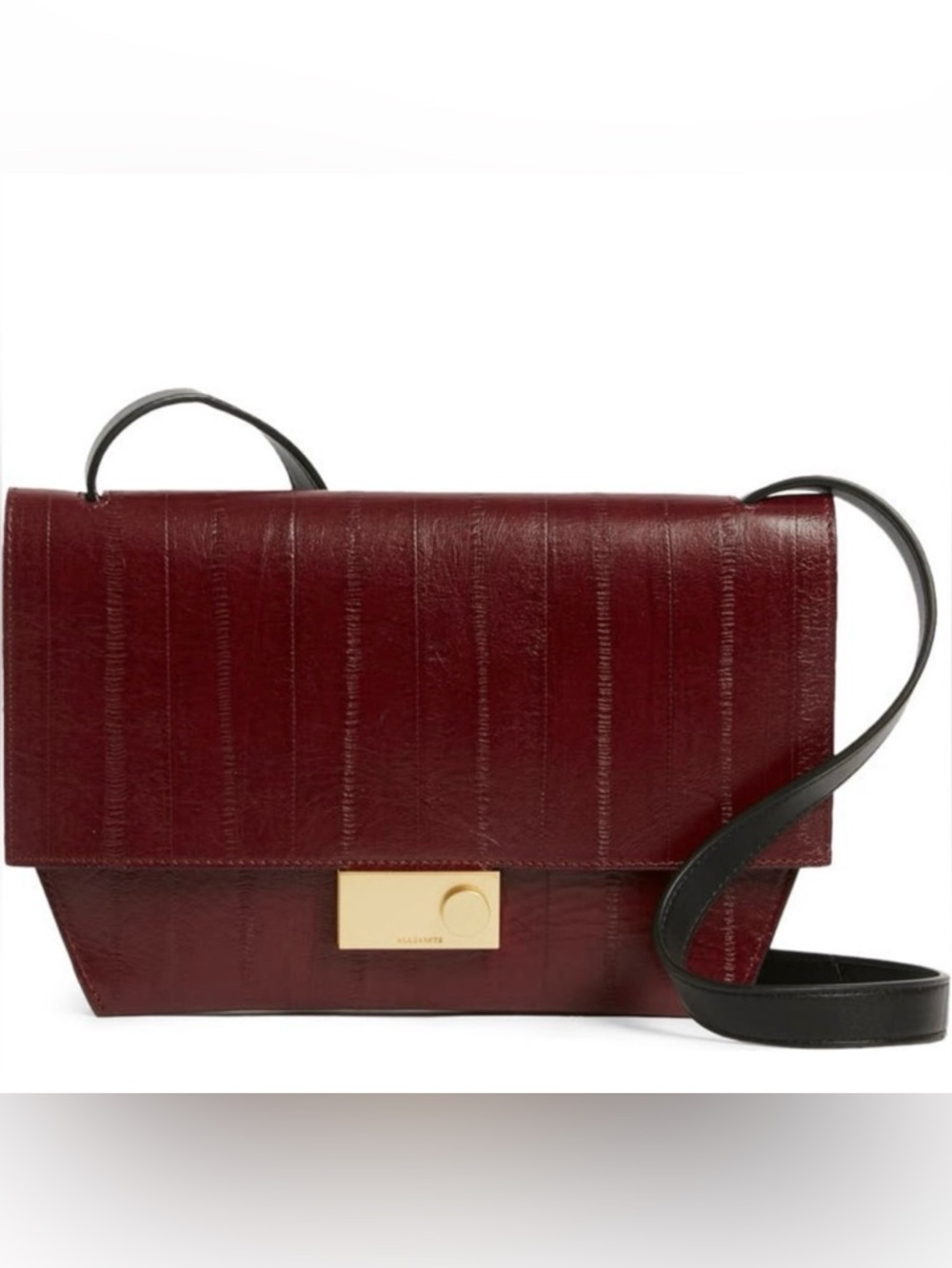 Like New. All Saints Harley Eel Embossed Leather Crossbody Bag